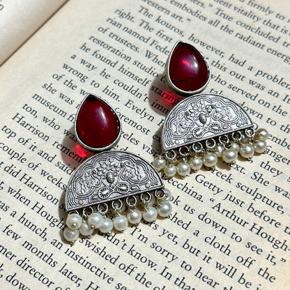 Monalisa SLA Brass Chandbali Earrings - Maroon