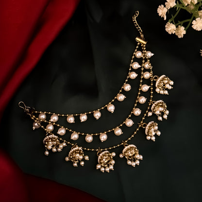 Jasmeer Bahubali Jhumka Detachable Earchains - Golden