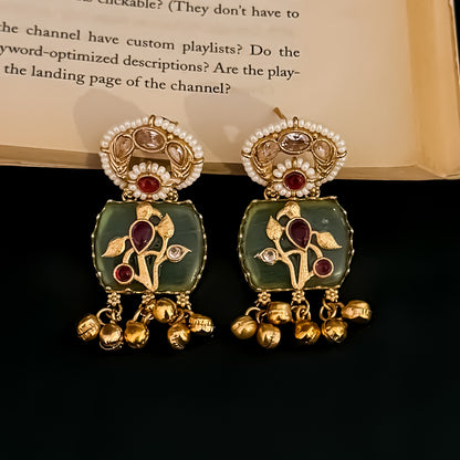 Yamika Premium Heritage Necklace Set - Pastel Green