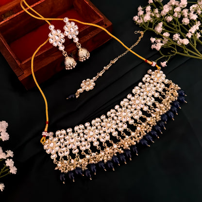 Antara Dabi Kundan Neckalce set - Blue