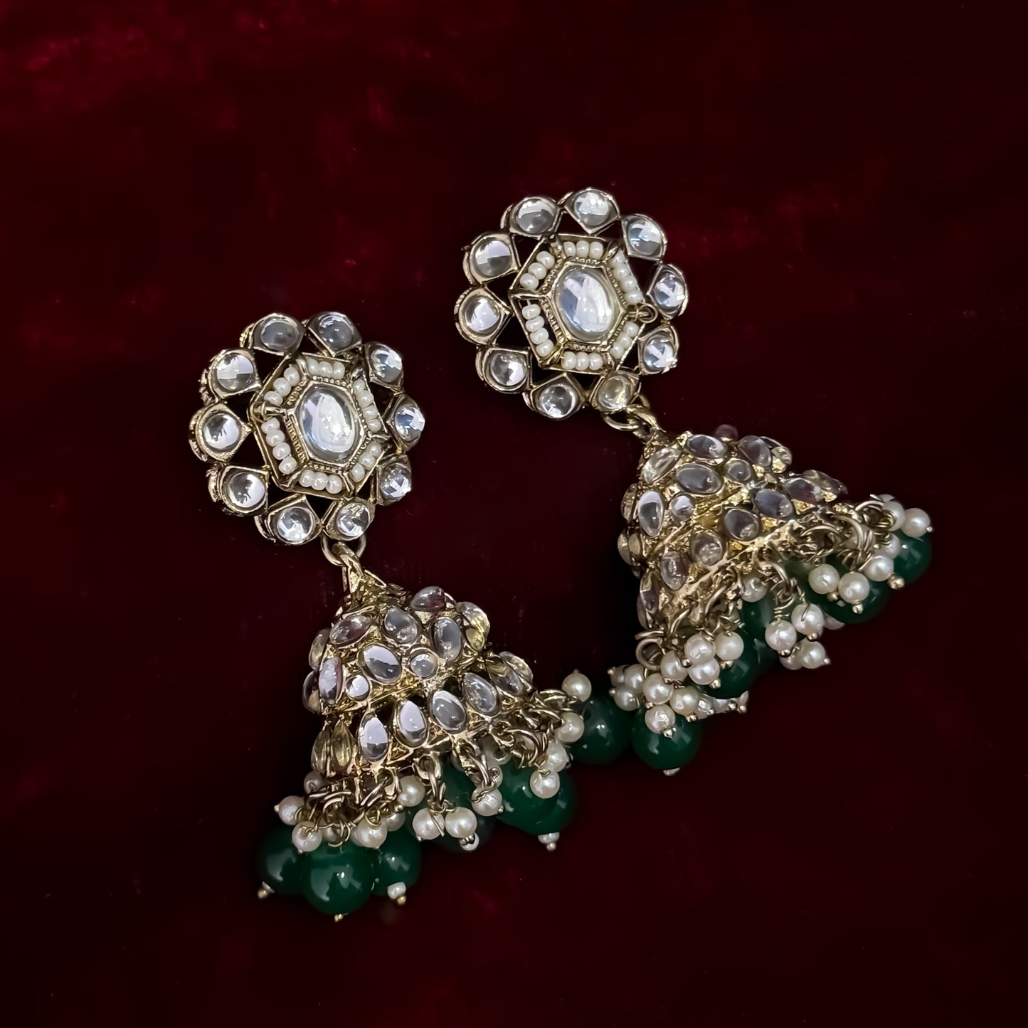 Debina Kundan Necklace Set - Green