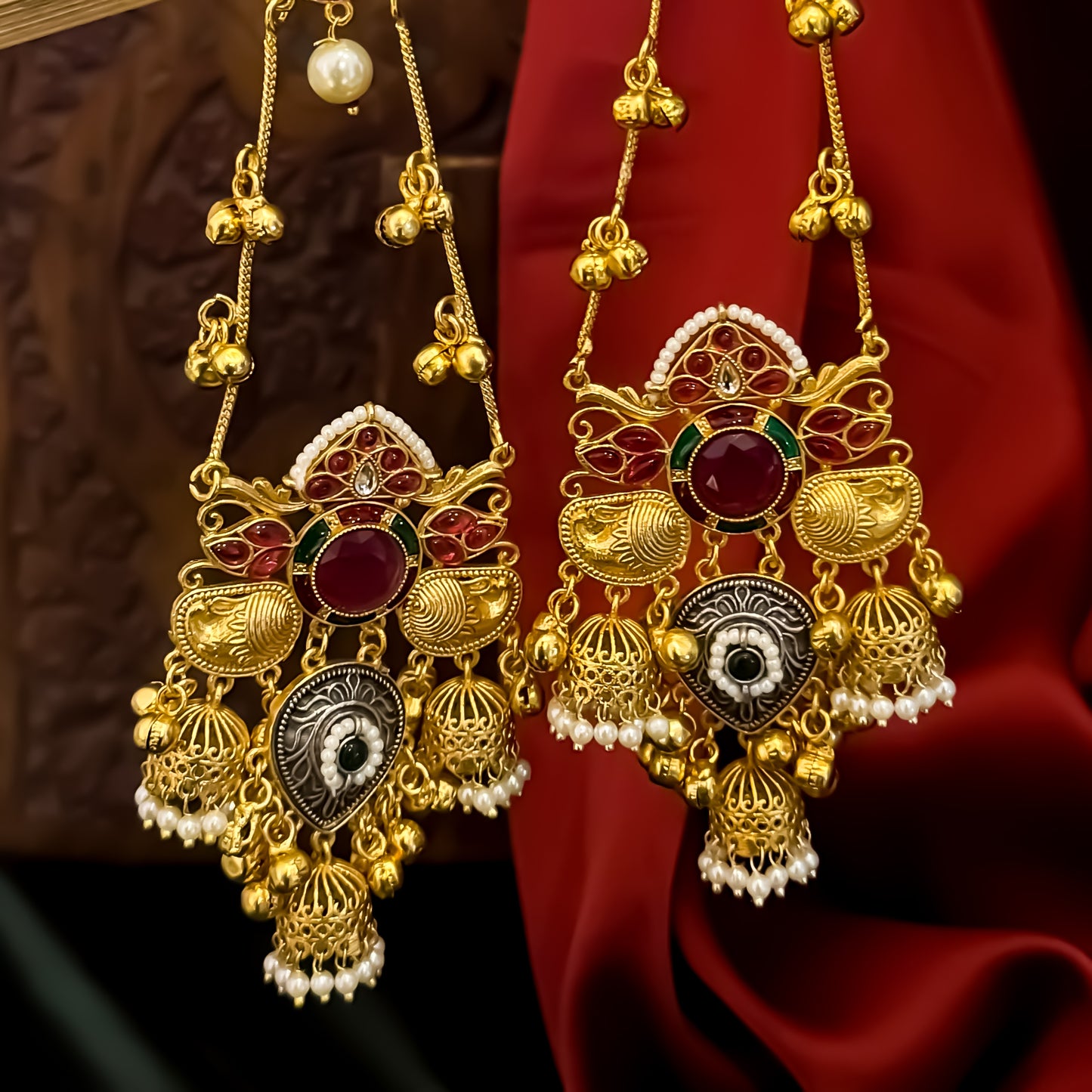Nemat Kashmiri Brass Ghungroo Earrings - Pink