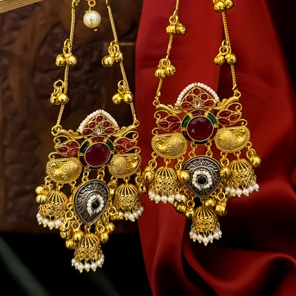 Nemat Kashmiri Brass Ghungroo Earrings - Pink