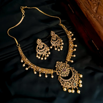 Kesariya Hasli AD Necklace Set