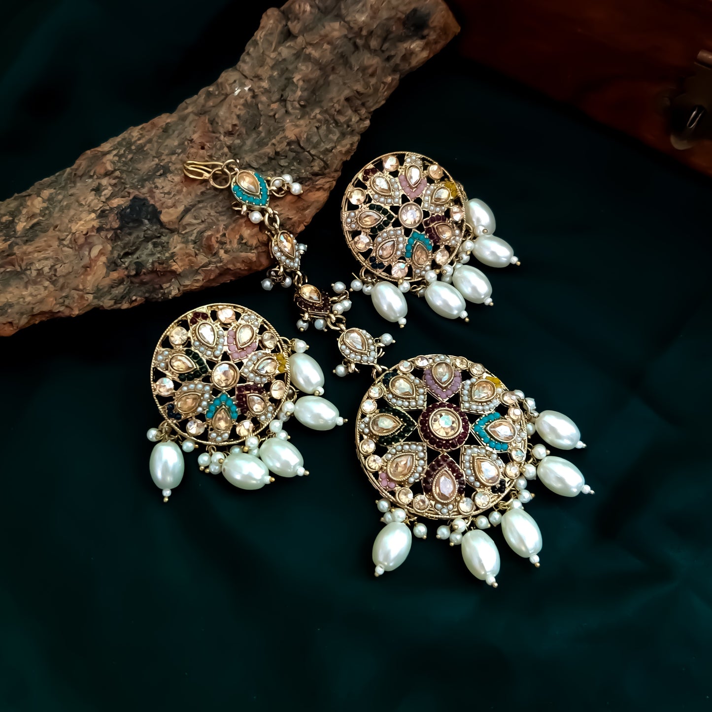 Saisha Royal Jadau Necklace Set - Multi