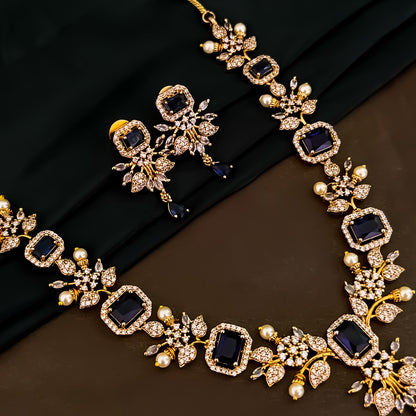 Shreshtha AD Necklace Set - Blue