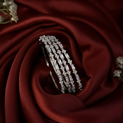 Silver Aarika Premium AD Bangles (Set of 4)