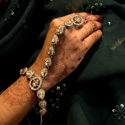 Kishana Stone Work Haathphool (Pair) - Golden