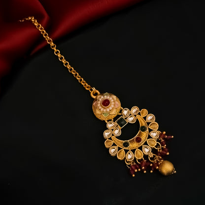 Sayantika Rajwadi Matte Polish Necklace Set - Magenta Pink