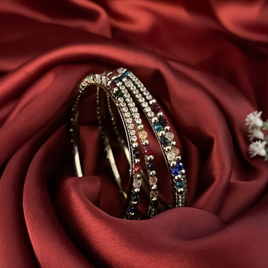 Multi Urvi Premium AD Bangles (Set of 4)
