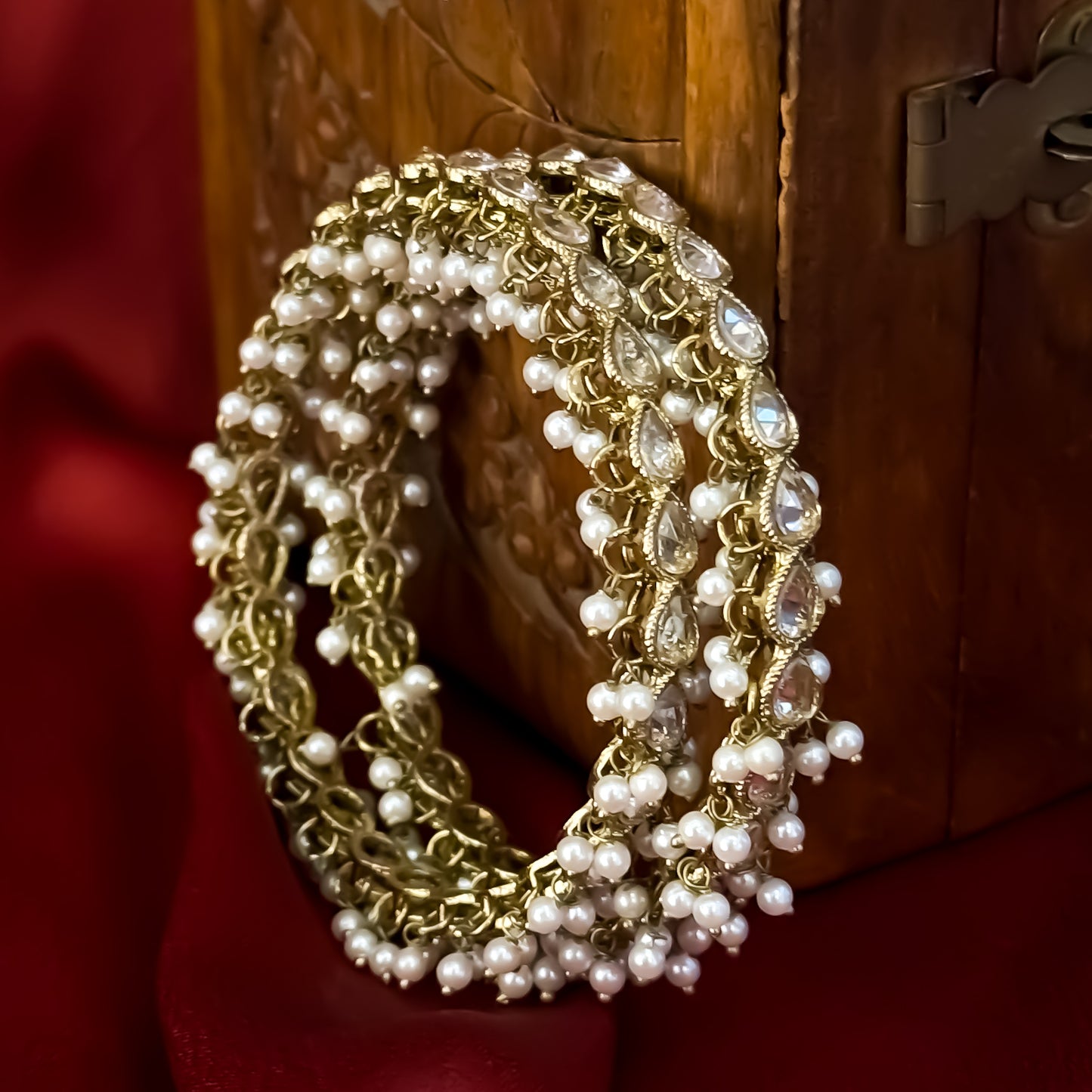 Zaira Reverse AD Premium Kundan Bangles (Set of 2) - Golden