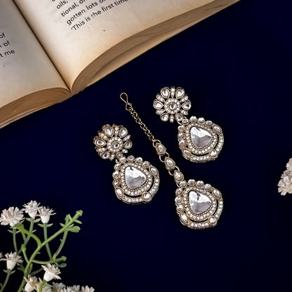 Golden Tanvi Polki Look Alike Designer Kundan Necklace Set