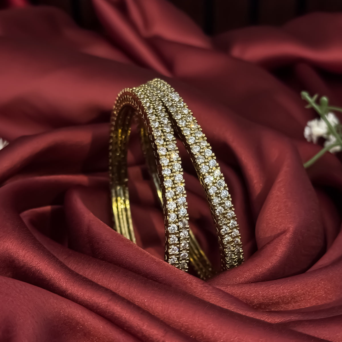 Golden Elara Premium AD Bangles Golden (Set of 4)