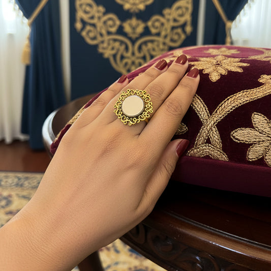 Kiana Mirror Statement Adjustable Ring - Golden