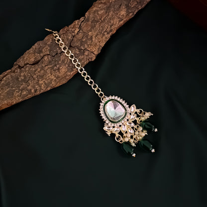 Kasish Kundan Necklace Set - Green