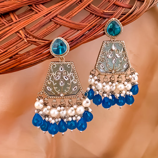 Sanskriti MOP Pearl Chandbali - Firozi