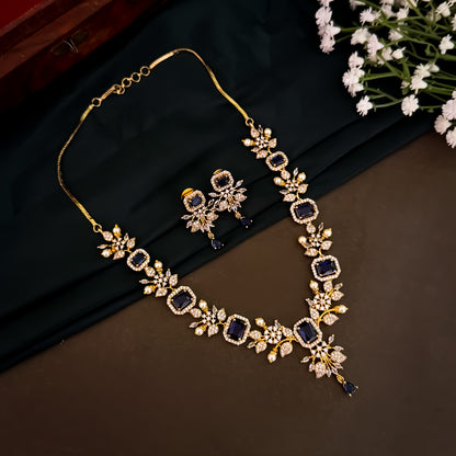 Shreshtha AD Necklace Set - Blue