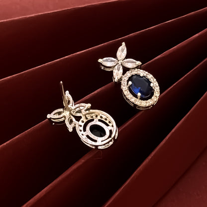 Grace American Diamond Stud Earrings - Royal Blue