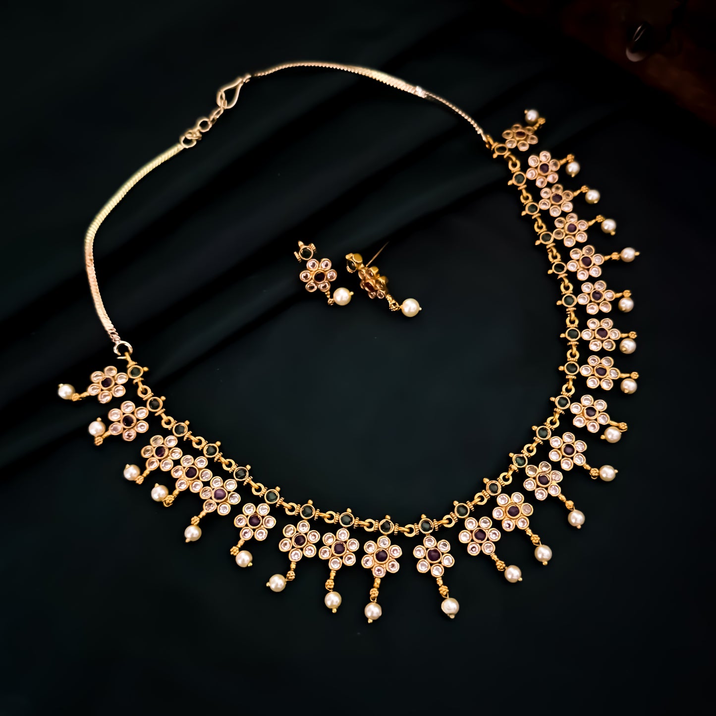 Swarna Bloom AD Necklace Set