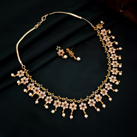 Swarna Bloom AD Necklace Set