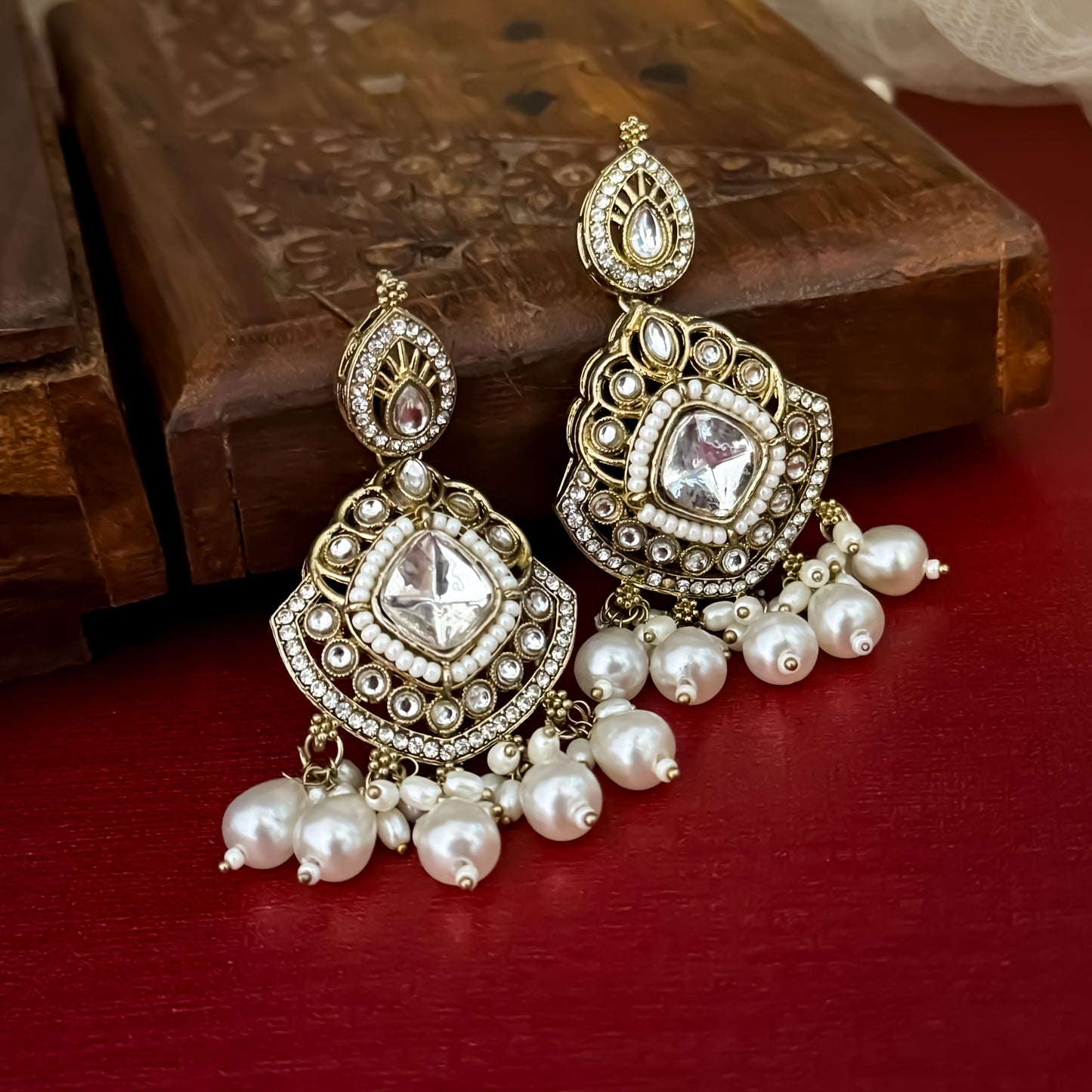 Golden Sanisha Designer Kundan Rani Haar Long Necklace Set