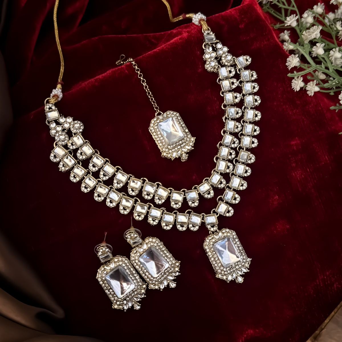 Golden Rumina Double Layer Necklace Set