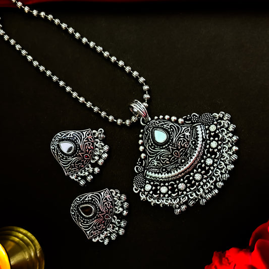 Mohini Mirror Pendand Necklace Set
