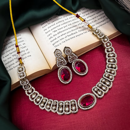 Pink Angel Wings Designer Zircone Necklace Set