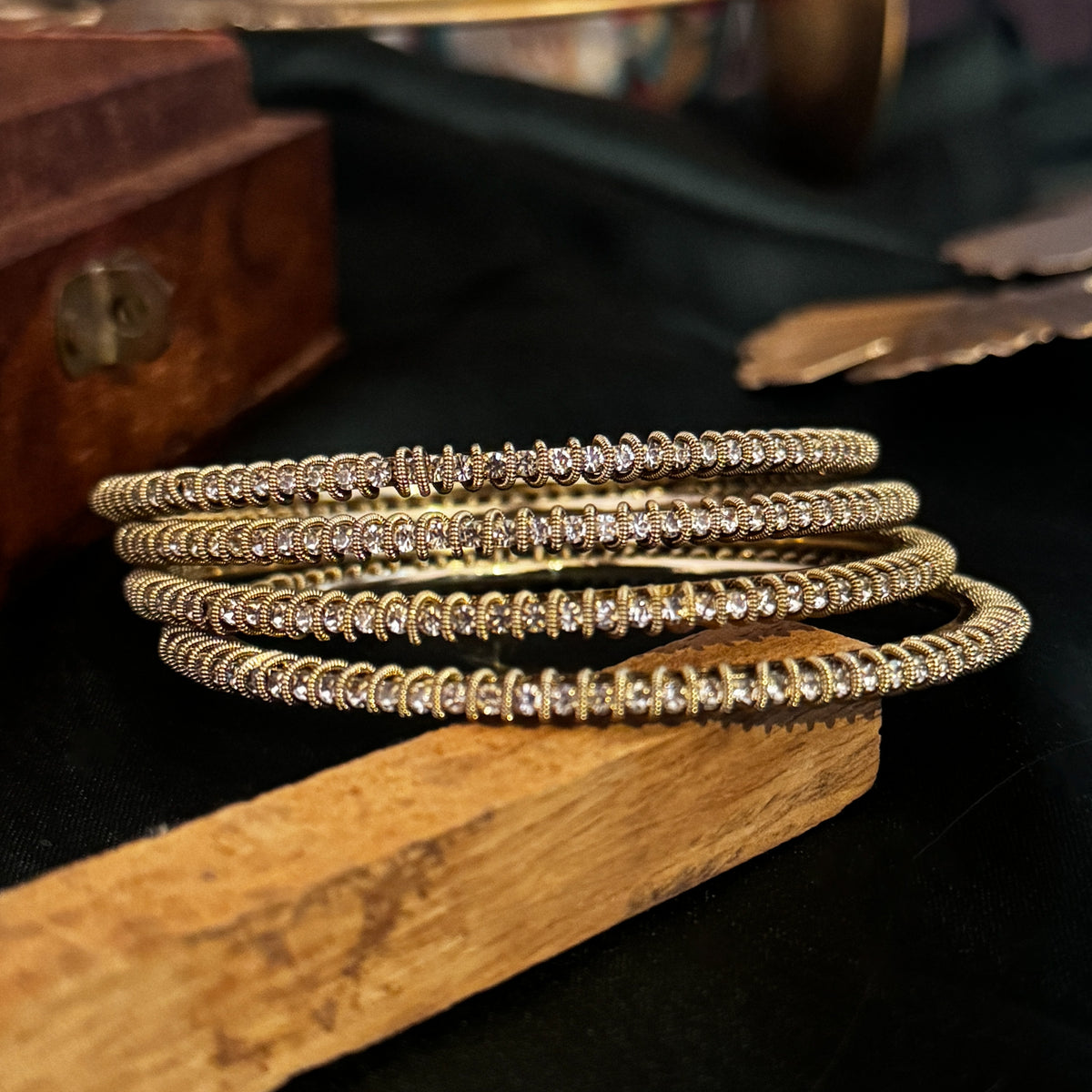 Lavanya Premium AD Bangles Golden (Set of 4)