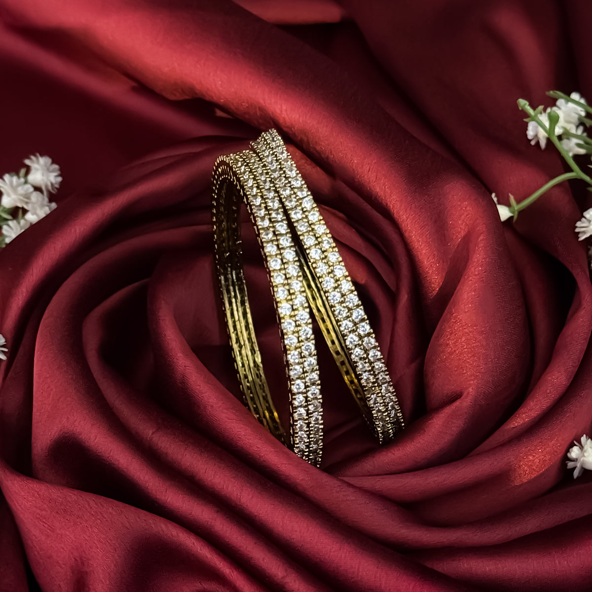 Golden Elara Premium AD Bangles Golden (Set of 4)