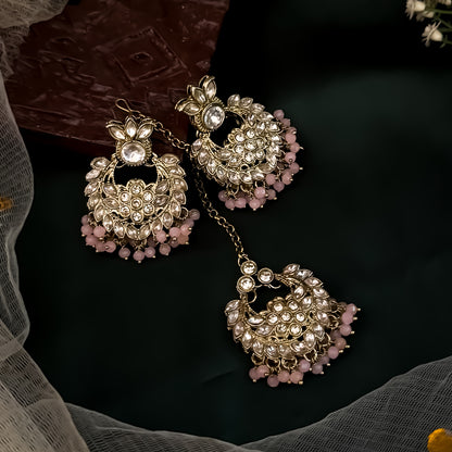 Harleen Premium Pearl Necklace Set - Baby Pink