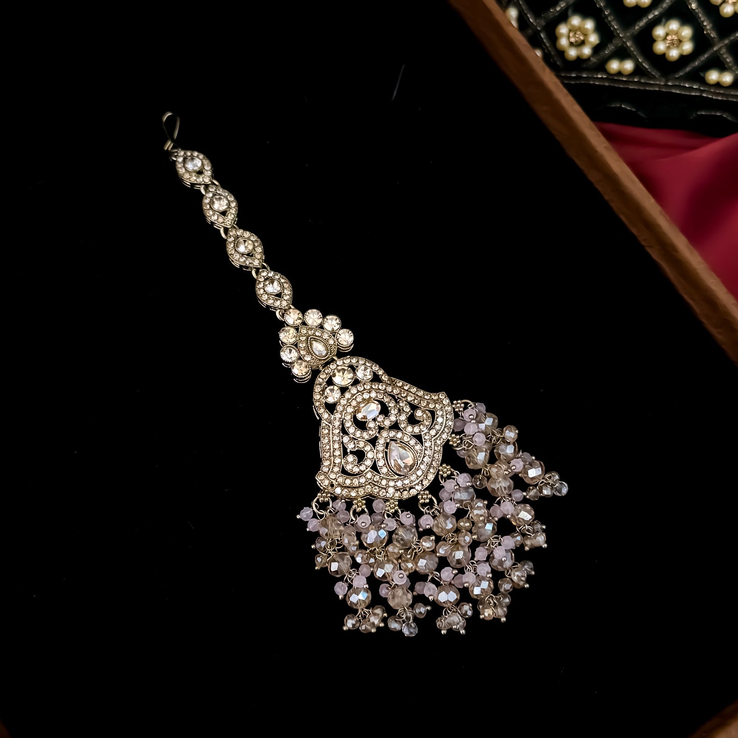 Madiha Premium Reverse AD Necklace Set - Pastel Pink