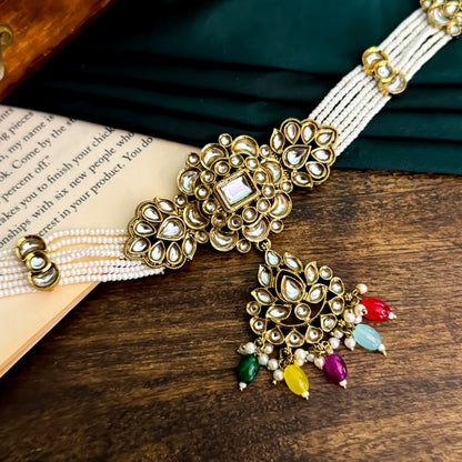 Jassit Dabi Kundan Necklace Set - Multi