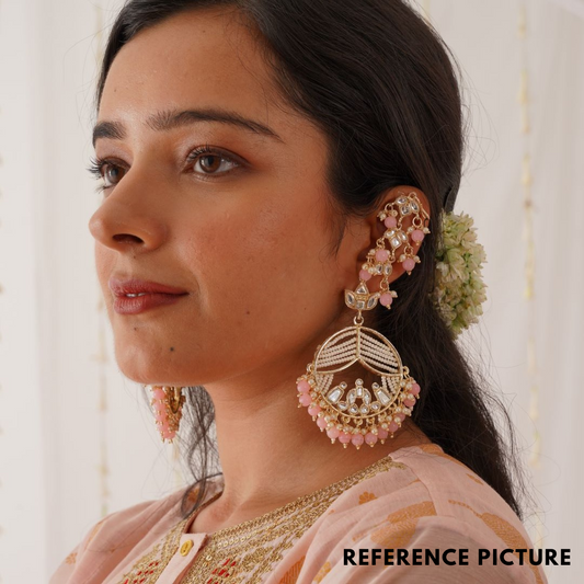Doli Chandbali Earrings - Baby Pink
