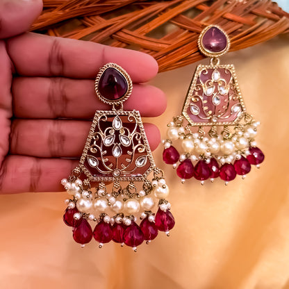 Sanskriti MOP Pearl Chandbali - Wine