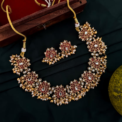 Karishma Royal Necklace Set - Pink