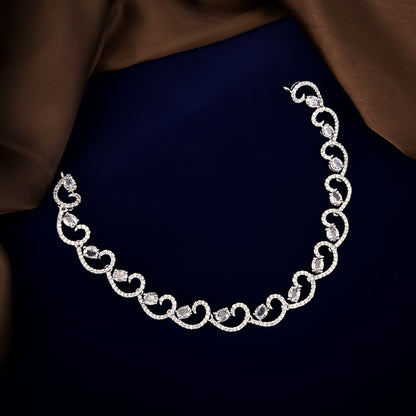 Crystal White Freya Sleek American Diamond Necklace Set