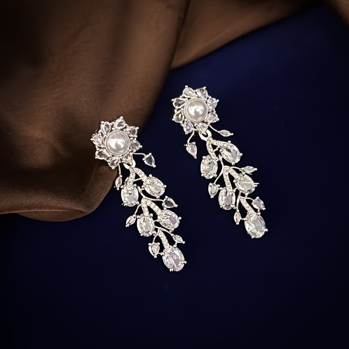 Crystal white Lucy Floral American Diamond Necklace Set
