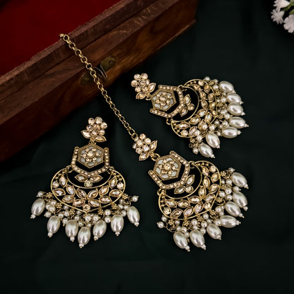Mahal MOP Reverse AD Necklace Set - Golden
