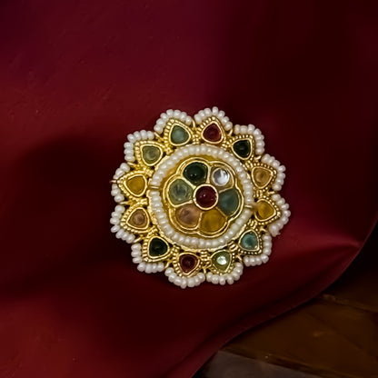 Surajkamal Navratan Brass Adjustable Ring - Multi