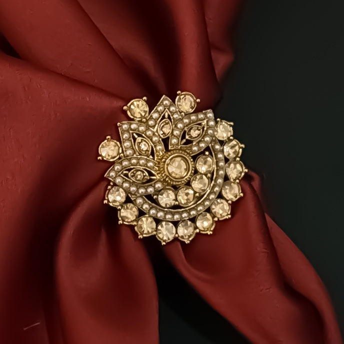 Aahira Jadau Adjustable Ring - Golden