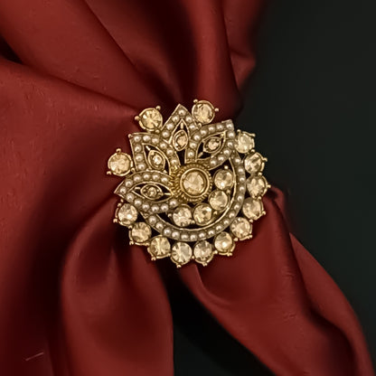 Aahira Jadau Adjustable Ring - Golden