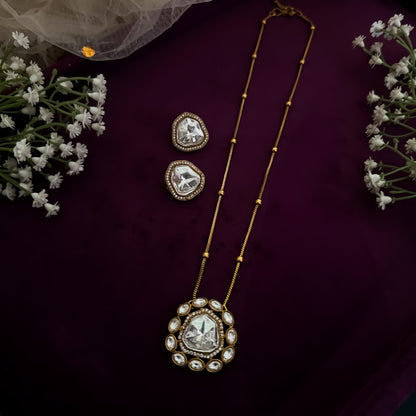 Miraya Polki AD Long Necklace Set with Earringa