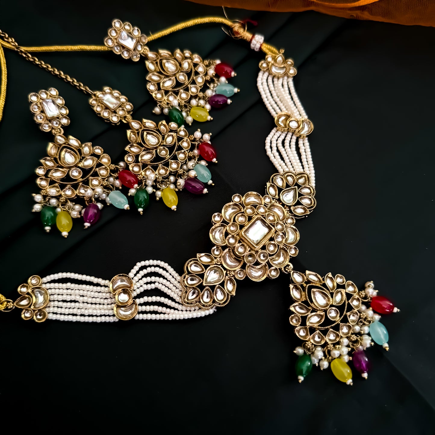 Jassit Dabi Kundan Necklace Set - Multi
