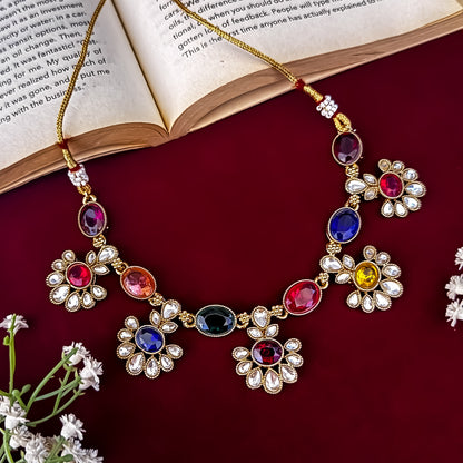 Multi Raisha Floral Kundan Necklace Set