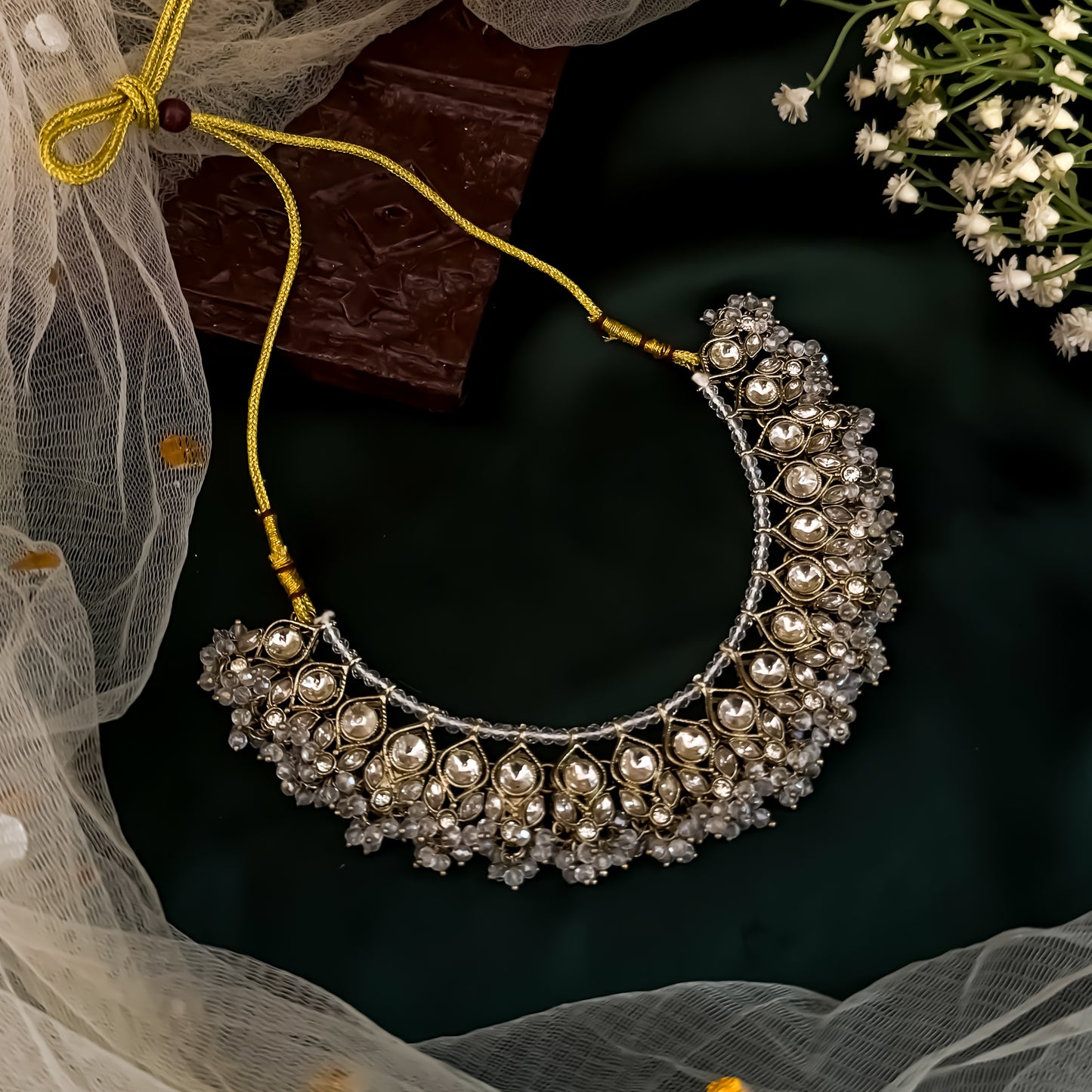 Harleen Premium Pearl Necklace Set - White