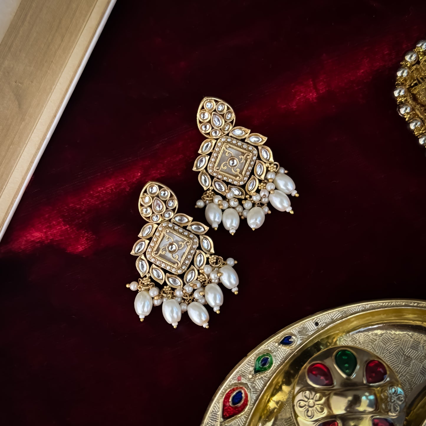Gauhar Rajwadi Matte Polish Necklace Set - Golden