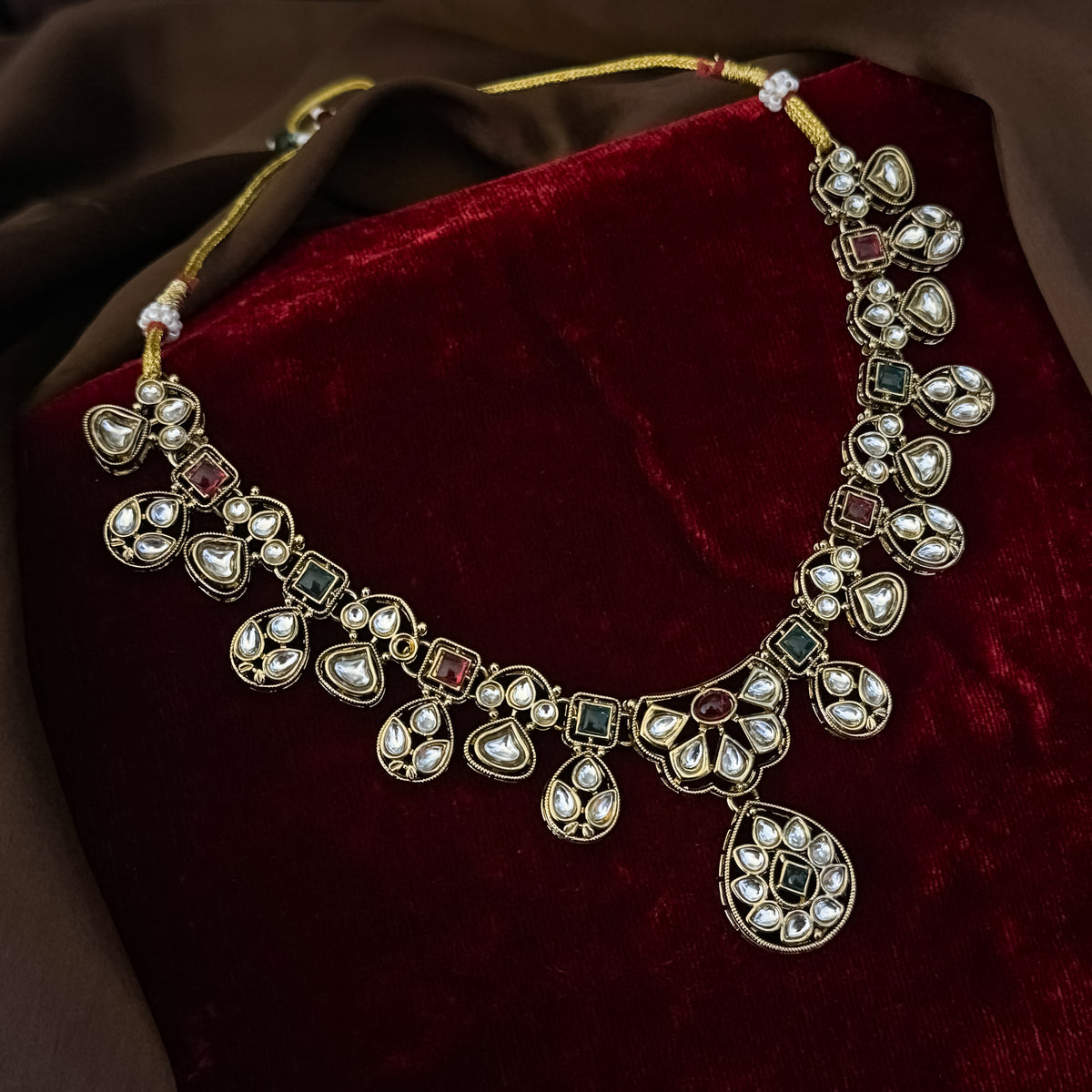 Pink & Green Suzanne Kundan Necklace Set