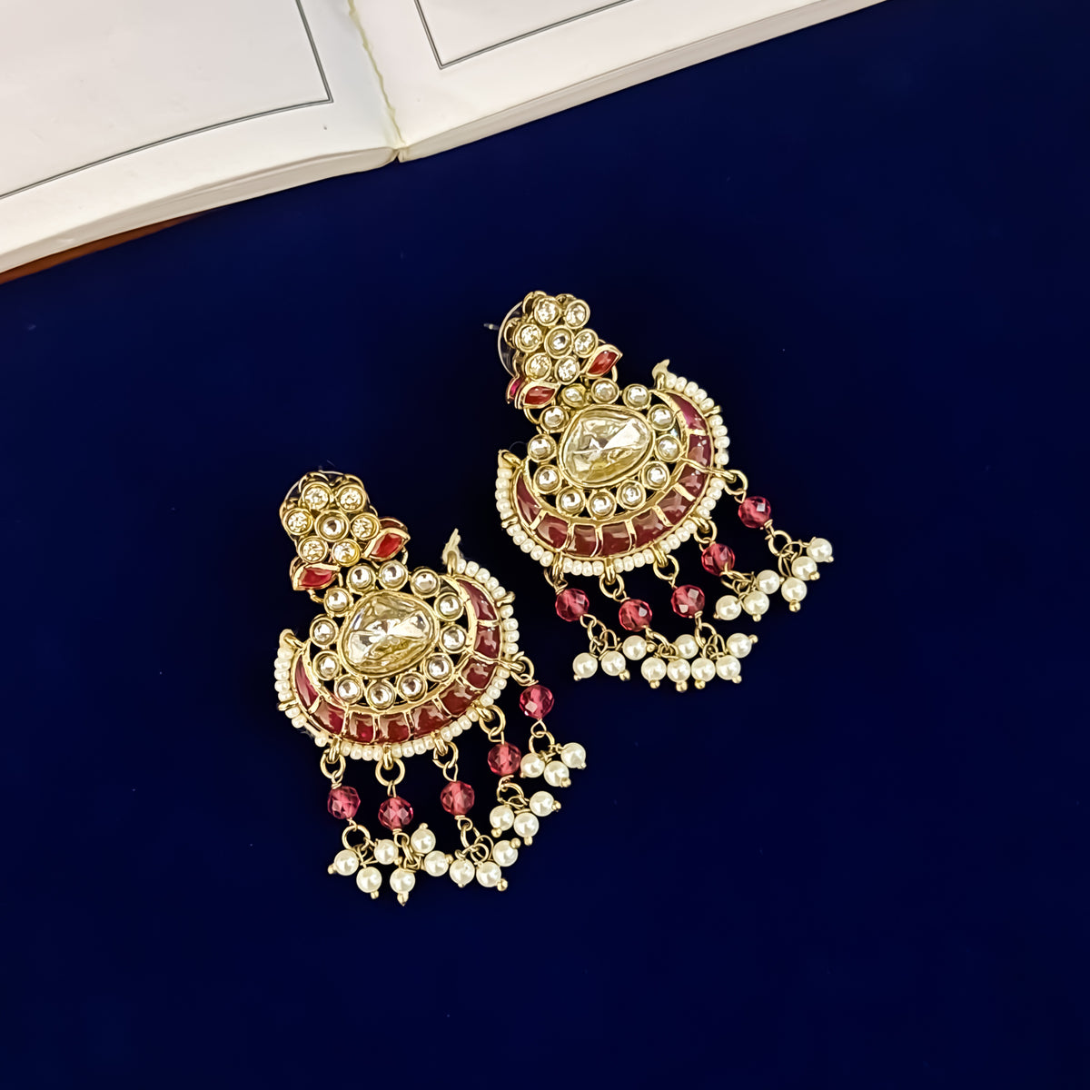 Pink Sanidhya Intricate Pearl Work Necklace set