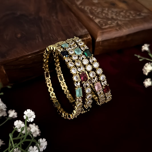 Multi Alvira Premium AD Bangles (Set of 4)